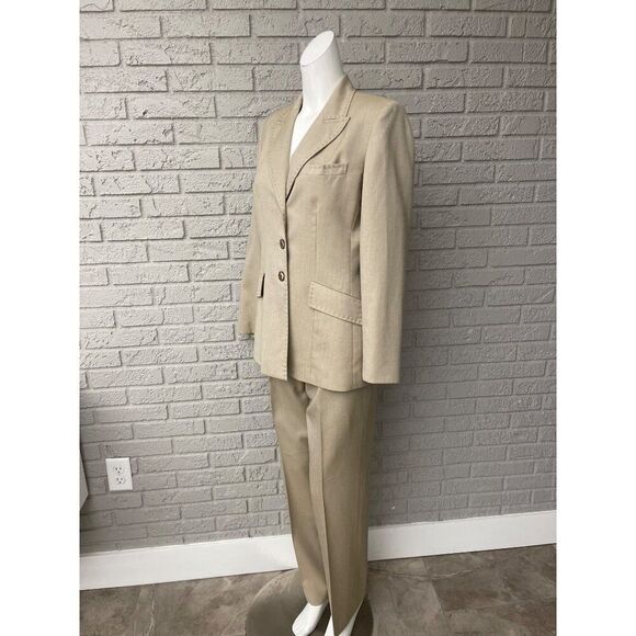Kasper Women Tan Professional Career 2 Pcs Pant Suit Set Size 6 - Picture 9 of 12